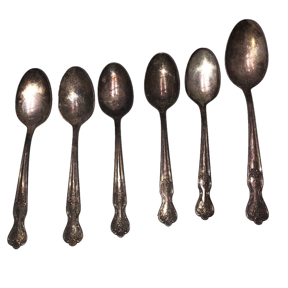 Vtg Wm Rogers Magnolia Lot Of 6 (5 Teaspoons  1 Tablespoon) Silver Plated‎